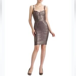 Herve Leger Therese Novelty Foil Bandage Dress Size: XS